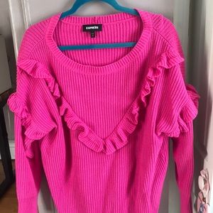 Hot Pink Express Sweater Dress with Ruffle Size M
